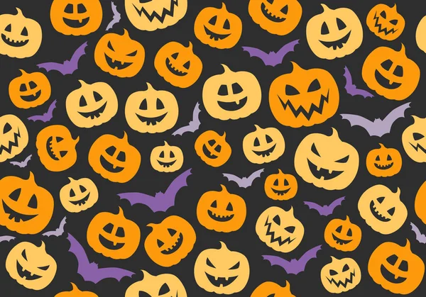 Halloween Bakgrund Med Roliga Pumpor Vektor — Stock vektor