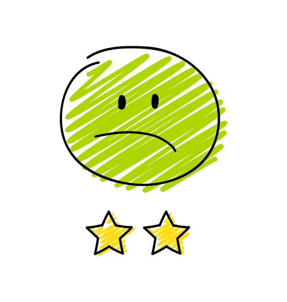 Огляд Двозірковий Рейтинг Щасливий Зелений Кольоровий Паличок Векторні — стоковий вектор