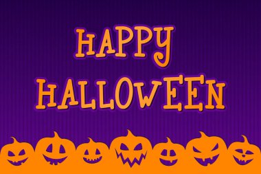 Cadılar Bayramı kartı komik kabaklar ve dilekleri ile. Vektör.