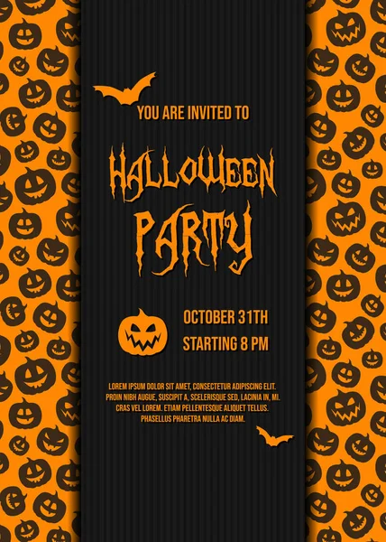 Design Halloween Party Invitation Card Pumpkins Vector — Stock Vector