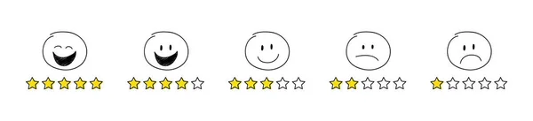 Збірка Піктограм Рейтингу Зірок Смішні Палички Різними Виразами Обличчя Векторні — стоковий вектор