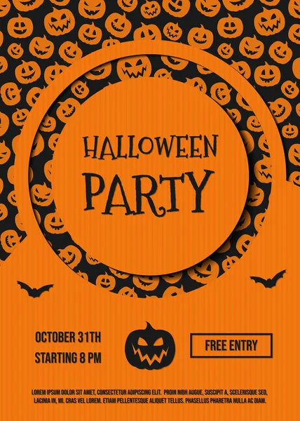 Halloween Party Zaproszenie Śmieszne Sylwetki Dynie Wektor — Wektor stockowy