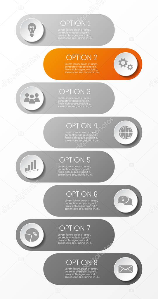 Gray infographic template with icons. Vector.