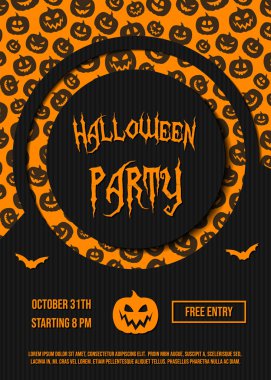 Cadılar Bayramı partisi kabaklar Davetiyeli tasarımı. Vektör.