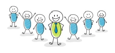 Çöp adam patronları takip grubu. Vektör.