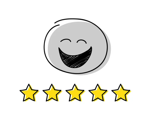 Значок Рейтинга Пять Звезд Серый Цветной Счастливый Палочник Вектор — стоковый вектор
