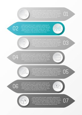 Simgeleri ile gri Infographic tasarımı. Vektör.
