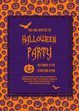 Kabaklar ve örnek metin ile Cadılar Bayramı partisi için davetiye kavramı. Vektör.