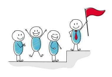 Grup lideri ayakta üst takip ile iş kavramı. Vektör.