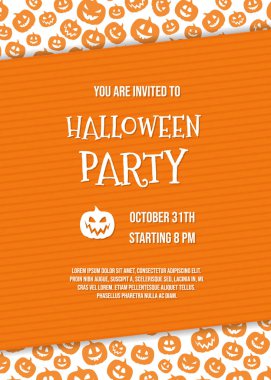 Kabaklar ve örnek metin ile Cadılar Bayramı partisi için davetiye kavramı. Vektör.