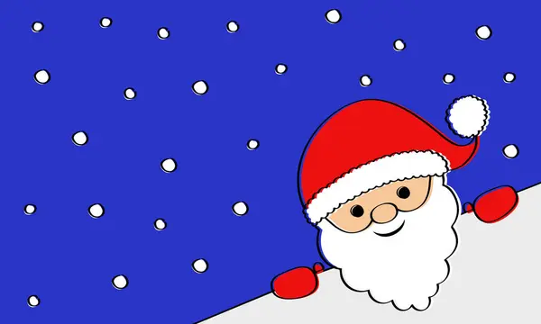 面白い手には サンタ クロースがクリスマスのグリーティング カードを保持しているが描画されます ベクトル — ストックベクタ