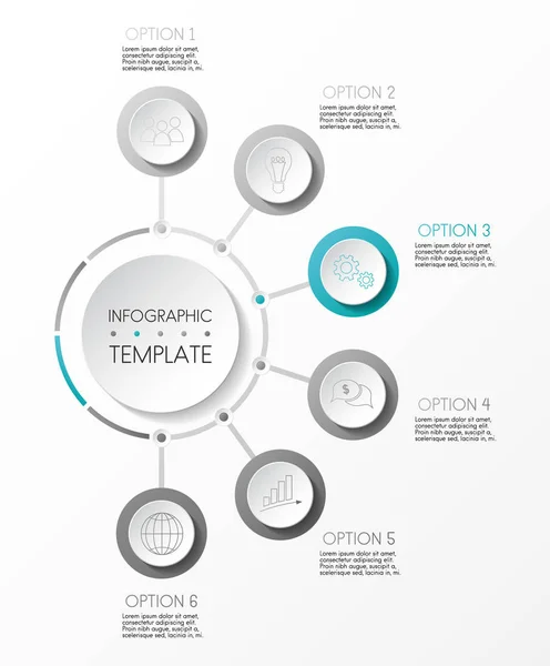 Infografica Rotonda Con Icone Aziendali Vettore — Vettoriale Stock