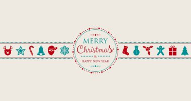 Konsept süslemeler ve dilek ile Noel kartı. Vektör.