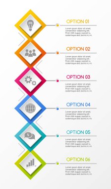İş ikonları/simgeleri ile renkli Infographic düzeni. Vektör.