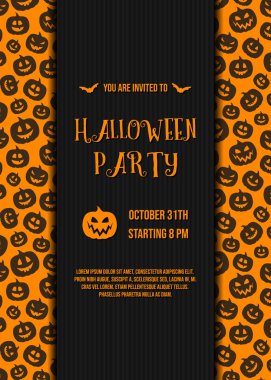 Cadılar Bayramı kartı kabaklar siluetleri ile. Vektör.