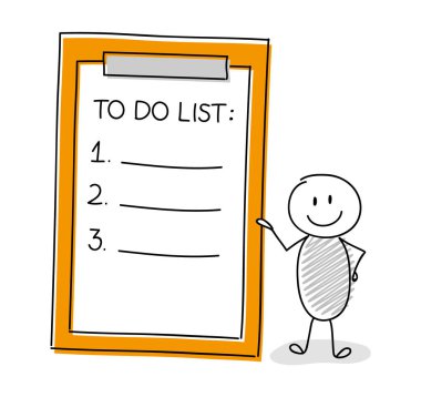 Komik karakteri ile yapılacaklar listesi. Vektör.