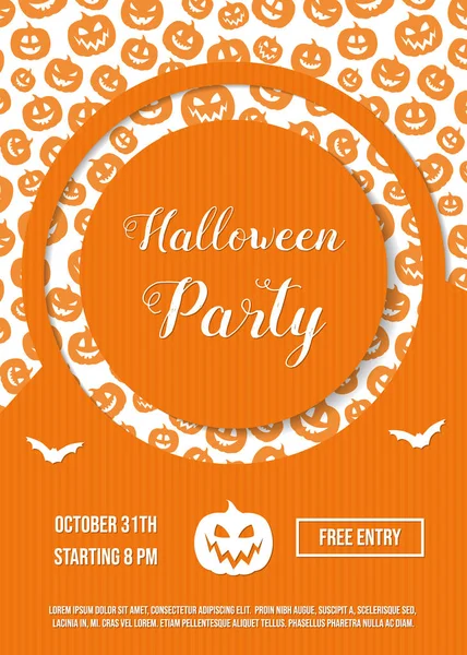 Présentation Invitation Halloween Party Avec Des Citrouilles Drôles Échantillon Texte — Image vectorielle