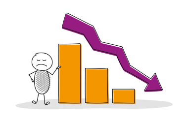 İş grafiği tutan komik çizgi film karakteri. Vektör.