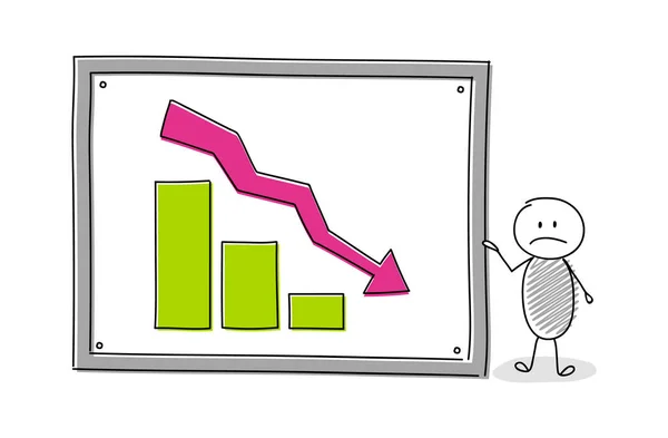 Karikaturist Zeigt Spaltendiagramm Auf Whiteboard Vektor — Stockvektor