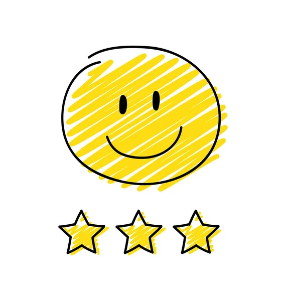 Revisão Classificação Três Estrelas Feliz Stickman Cor Amarela Vetor —  Vetores de Stock