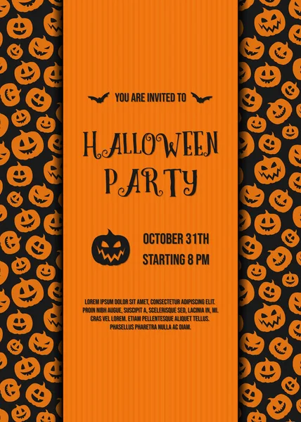 Halloween Party card with silhouettes of pumpkins. Vector.