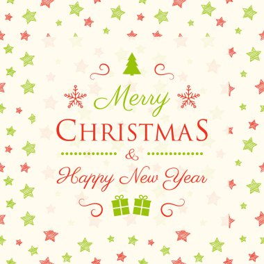 Merry Christmas - dilek dekorasyonu ile. Vektör.