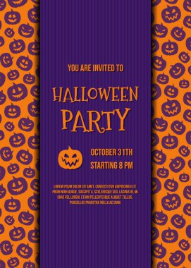 Cadılar Bayramı partisi - komik siluetleri ile davetlisi kabak. Vektör.