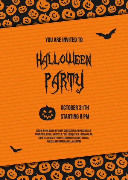 Concept Invitation Pour Fête Halloween Avec Des Citrouilles Échantillon Texte — Image vectorielle