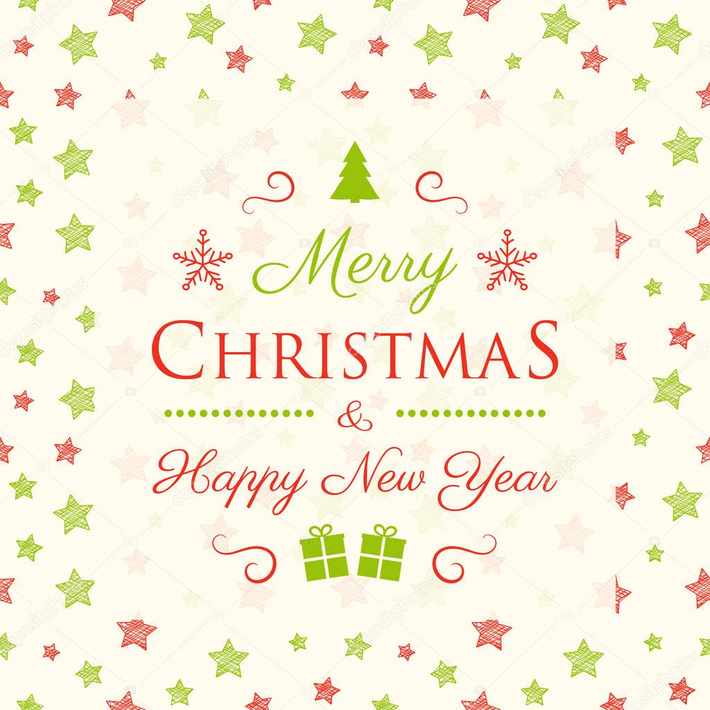 Merry Christmas - wishes with decoration. Vector.