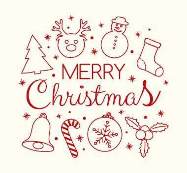 Noel tebrik kartı ile dekoratif metin kavramı. Vektör.