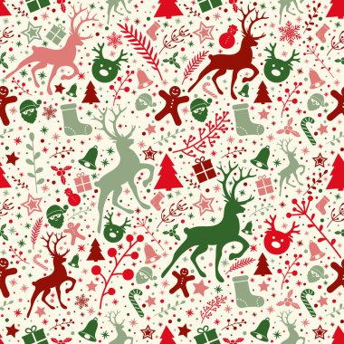 Noel dekorasyon - Dikişsiz desen tasarımı. Vektör.