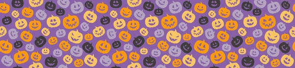 Halloween Papel Parede Com Silhuetas Engraçadas Abóboras Vetor — Vetor de Stock