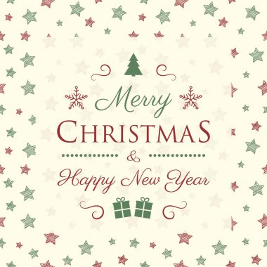 Noel tipografi ile dekoratif süs eşyaları ve reindeers. Vektör.