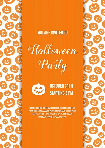 Template Invitation Halloween Party Scary Pumpkins Vector — Stock Vector