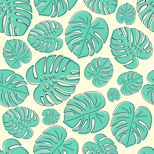 熱帯の葉のシームレスなパターン ベクトル — ストックベクタ