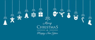 Noel süslemeleri asma kart kavramı. Vektör. 