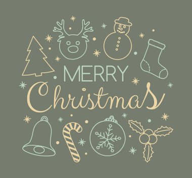 Noel şenlikli elemanları ile arka plan. Vektör.