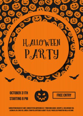 Cadılar Bayramı kartı kabaklar siluetleri ile. Vektör.