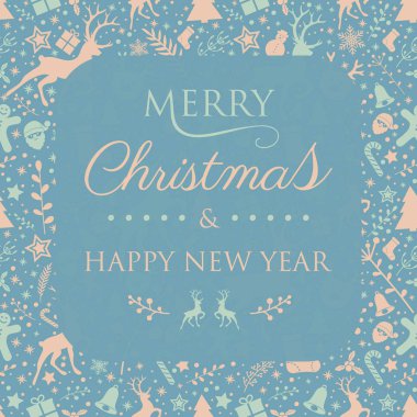 Merry Christmas - arka plan ile reindeers. Vektör.