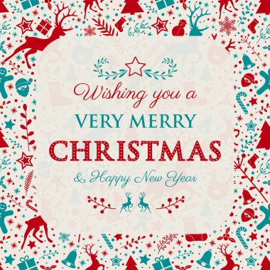 Merry Christmas - arka plan ile reindeers. Vektör.