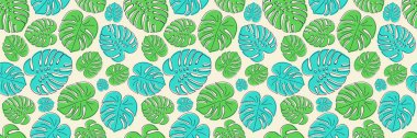 Egzotik yaprakları ile sorunsuz doku. Vektör.
