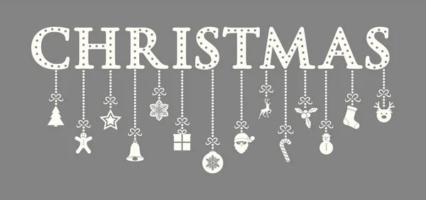 Conceito Cartão Felicitações Natal Com Texto Decorativo Vetor —  Vetores de Stock