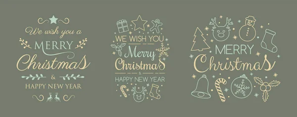 Christmas Wishes Decorations Collection Vector — Stock Vector