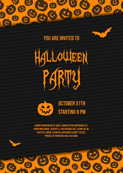 Koncepcja Zaproszenia Halloween Party Dyni Przykładowy Tekst Wektor — Wektor stockowy