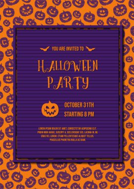 Cadılar Bayramı partisi - kabak doku ile kartı için davet. Vektör.