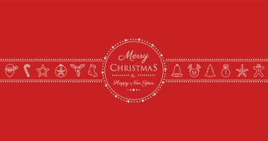 Elle çizilmiş süslemeleri ile Noel kartı. Vektör.