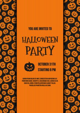 Cadılar Bayramı partisi - komik siluetleri ile davetlisi kabak. Vektör.