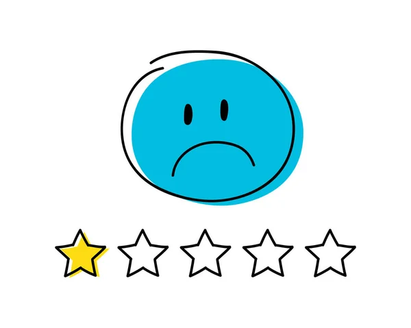 Піктограма Рейтингу Одна Зірка Щасливий Синій Кольоровий Паличок Векторні — стоковий вектор