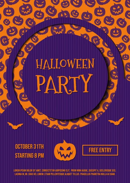 Halloween Party Invitation Avec Des Silhouettes Drôles Citrouilles Vecteur — Image vectorielle