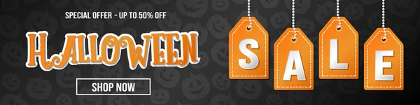 Halloween Sale Дизайн Панорамного Заголовка Вектор — стоковый вектор